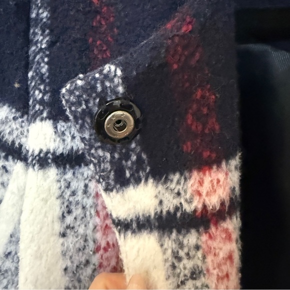 Abercrombie & Fitch Navy and Red Plaid Pea Coat women’s size M - Picture 4 of 8